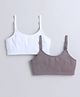 BUMZEE Cotton Knit Pack Of 2 Sleeveless Solid Non Wired Bras - White & Grey