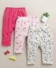 BUMZEE Cotton Knit Pack Of 3 Solid Rainbow & Unicorn Printed Diaper Leggings - Pink & White