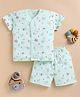 BUMZEE Cotton Knit Half Sleeves Elephant Printed Coordinating Jhabla & Short Set - Green