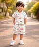 BUMZEE Cotton Woven Half Sleeves Car Printed Coordinating  Shirt & Short Set - White