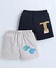 BUMZEE Cotton Knit Pack Of 2 Fish & Tiger Printed Shorts - Black & Beige