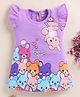 BUMZEE Cotton Knit Dress Cap Sleeves Animal Printed Dress -  Lavender