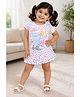 BUMZEE Cotton Knit Cap Sleeves Beach Theme & Polka Dots Printed Dress - White