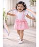 BUMZEE Cotton Knit Half Sleeves Striped & Polka Dots Printed Dress - Pink