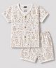 Pink Rabbit Sinker Knit Half Sleeves Animal Printed Co-Ords T-Shirt & Shorts Night Suit - OffWhite
