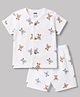 Pink Rabbit Sinker Knit Half Sleeves Koala Printed Co-Ords T-Shirt & Shorts Night Suit - OffWhite