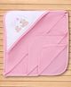 Pink Rabbit Terry Knit Hooded Towel With Bear Print L 80 x B 80 cm - Coral
