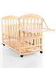 Play Nation 12-in-1 Convertible Baby Cot with Rocking Function | Attach to Parents Bed| Solid Wood| Adjustable Height| Lockable Wheels| Openable Side Rail| Diaper Changing Station & Storage - Natural