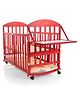 Play Nation 12-in-1 Convertible Baby Cot with Rocking Function  Attach to Parents Bed| Solid Wood| Adjustable Height| Lockable Wheels| Openable Side Rail| Diaper Changing Station & Storage- Cherry|
