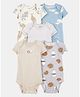 Carter's Cotton Woven Half Sleeves Striped & Printed Onesies Pack of 5 (Color May Vary)