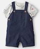 Carter's Woven Dungaree & Half Sleeves Inner Tee with Boat Print - Blue