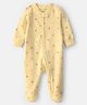 Carter's 100% Cotton Woven Full Sleeves Footed Sleepsuit with Lemon Print - Yellow