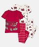 Carter's 100% Cotton Woven Half Sleeves T-Shirts & Pyjamas Co-ord Night Suits with Firetruck Print Pack of 2 (Color May Vary)
