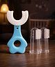 JoyBuzz Baby U Shaped Toothbrush with 2 Finger Toothbrush Set | Soft Silicone | BPA Free | 360° Cleaning | 0.3 Years  Blue