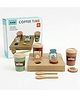 Happy Hues Wooden Coffee to go Set- Pretend Play Set- Includes Coffee Takeaway Mugs- Milk- Cookies- Spoon & More- 10 pcs Set for Kids