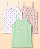 Babyhug 100% Cotton Knit Sleeveless Floral & Birds Printed Slips Pack Of 3 - Light Green Pink & White