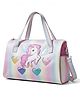 HAPPY HUES Magical Unicorn Rainbow Wings Pastel Duffel Bag for Girls - Sparkly Glitter Hearts & Detachable Strap - Ideal for Travel, Picnic & Dance Class 5+ Years