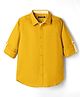 Pine Kids Cotton Woven Solid Shirt with Full Sleeves - Yellow