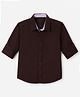 Pine Kids 100% Cotton Woven Full Sleeves Solid Shirt with Roll-Up Sleeves - Brown