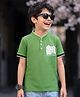 Arias Cotton Knit Polo T-Shirt Half Sleeves Placement Print Green 4-5 Years