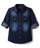 Pine Kids Denim Woven Full Roll Up Sleeves Shirt - Blue