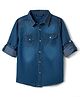 Pine Kids Denim Woven Full Roll Up Sleeves Shirt - Navy