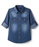 Pine Kids Denim Woven Full Roll Up Sleeves Shirt - Sky