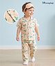 Honeyhap Premium Cotton Knit Half Sleeves Shirt & Pyjama Co-Ord Night Suit With Bio Finish & Dino Print - Macadamia