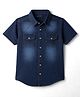 Pine Kids Denim Woven Half  Sleeves Shirt - Blue