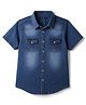 Pine Kids Denim Woven Half  Sleeves Shirt - Light Blue