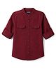 Pine Kids Cotton Woven Full Sleeves Solid Mandarin Collar Shirt - Maroon