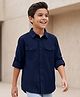 Pine Kids Cotton Woven Solid Full Sleeves Collared Shirt Navy Blue 6-7 Years