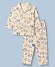Little Darlings Single Jersey Knit Full Sleeves Co-Ords Shirt & Pyjama Night Suit with Animal Print - Cream
