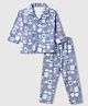 Little Darlings Single Jersey Knit Full Sleeves Co-Ords Shirt & Pyjama Night Suit with Bear Print - Blue