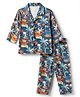 Little Darlings Single Jersey Knit Full Sleeves Co-Ords Shirt & Pyjama Night Suit with Dinosaur Print - Blue