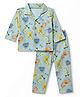 Little Darlings Single Jersey Knit Full Sleeves Co-Ords Shirt & Pyjama Night Suit with Dinosaur Print - Green