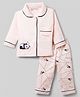 Little Darlings Single Jersey Knit Full Sleeves Panda Printed Shirt & Pajama Night Suit - Peach