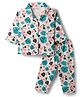 Little Darlings Single Jersey Knit Full Sleeves Leaf & Birds Printed Co_Ords Shirt & Pajama Night Suit - Cream