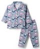 Little Darlings Single Jersey Knit Full Sleeves Bear & Rainbow Printed Co-Ords Shirt & Pajama Night Suit - Light Grey