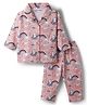 Little Darlings Single Jersey Knit Full Sleeves Bear & Rainbow Printed Co-Ords Shirt & Pajama Night Suit - Pink