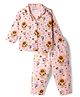 Little Darlings Single Jersey Knit Full Sleeves Floral & Bees Printed Co-Ords Shirt & Pajama Night Suit - Peach