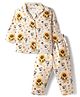 Little Darlings Single Jersey Knit Full Sleeves Floral & Bees Printed Co-Ords Shirt & Pajama Night Suit - White