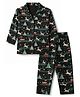 Little Darlings Single Jersey Knit Full Sleeves Co-Ords Shirt & Pyjama Night Suit with Rain Deer Print - Dark Green