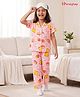 Honeyhap Premium Cotton Knit Half Sleeves Co-Ords Food Printed Shirt & Pajama Night Suit Bio Finished - Pink
