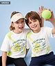 Pine Active Knit Drop Shoulder Half Sleeves T-Shirt with Tennis Club Print - White