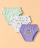 Babyhug 100% Cotton Knit Briefs With Animal Print Pack of 3 - Light Green, Lavender & White