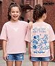 Primo Gino Disney Single Jersey Knit Drop Shoulder Sleeves T-Shirt With Front & Back Mickey Mouse Graphics - Pink