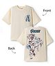 Primo Gino Marvel Cotton Knit T-Shirt Half Sleeve with Front and Back Avengers Graphics Beige 12-14 Years