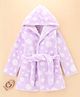 Babyhug Velour Knit Full Sleeves Hooded Bath Robe with Polka Dot Print - Lavender