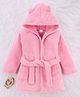 Babyhug Velour Knit Full Sleeves Hooded Bath Robe - Pink